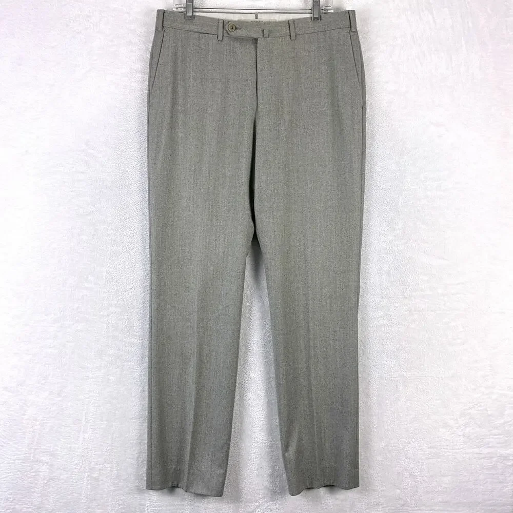 Ermenegildo Zegna Pants Mens 35 Gray Wool Trousers Luxury Preppy Old Money
